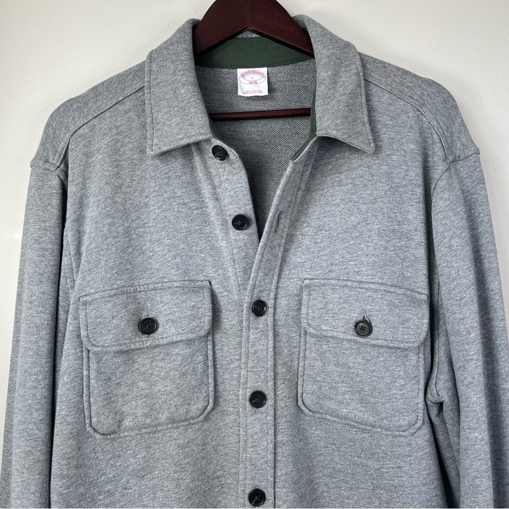 Brooks Brothers 1818 Men's Large Gray French Terry Shacket Cotton Shirt Jacket - Picture 7 of 9